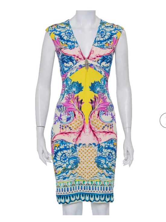 Roberto Cavalli Dresses & Skirts - Roberto Cavalli Multicolor Knit Draped V-Neck Sheath Dress